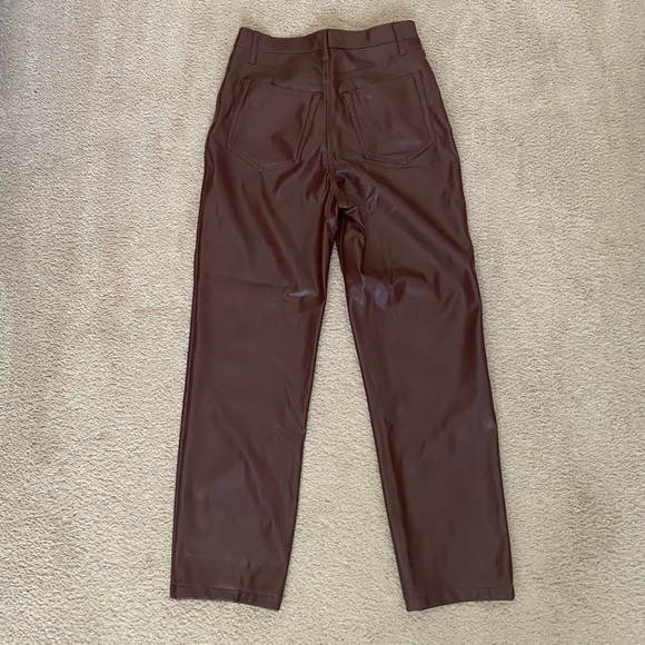 Abercrombie - Brown leather pants with crossover button (Size 26 SHORT) - Picture 4 of 5